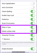 Activate or deactivate the QUICKPATH KEYBOARD ON IPHONE