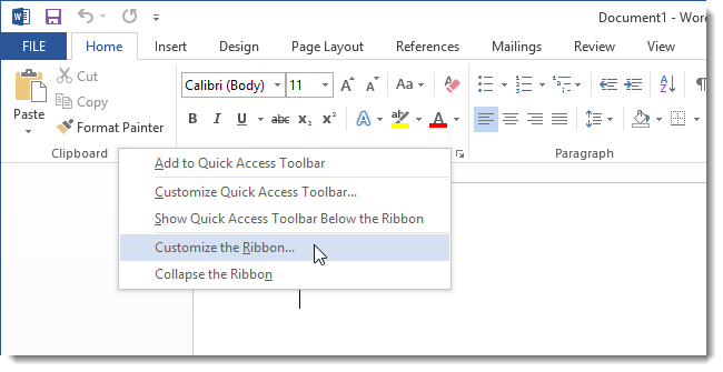 customise the ribbon in word, excel, powerpoint, Microsoft office