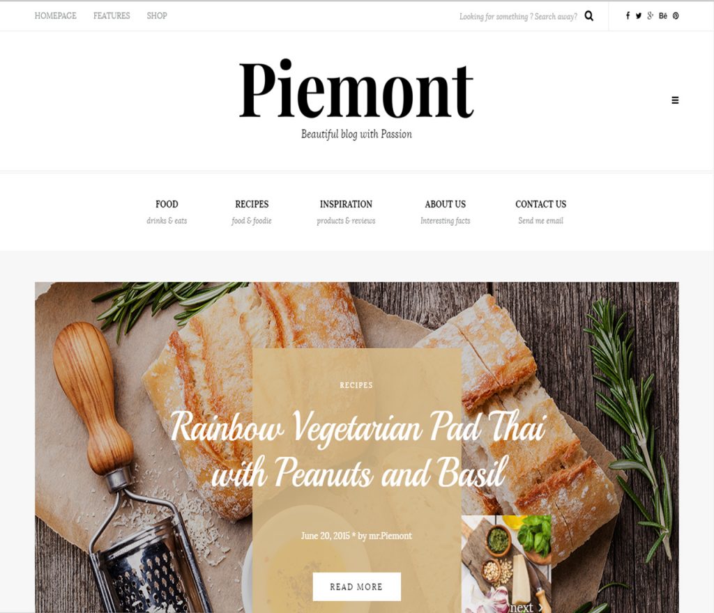 piemont Best WordPress Themes For Food Bloggers